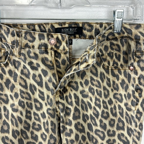 Judy Blue Skinny Fit Jeans Women's 5/27 Heathered Cheetah Tan Black Stretch - Picture 4 of 12